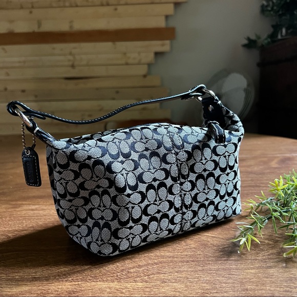 Coach Handbags - Coach Black Canvas Leather handle small Handbag